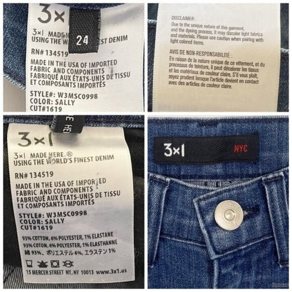 3x1 High Rise Ankle Raw Hem Cotton Blend Skinny Jeans in Sally, Medium Wash  24 - Picture 6 of 7
